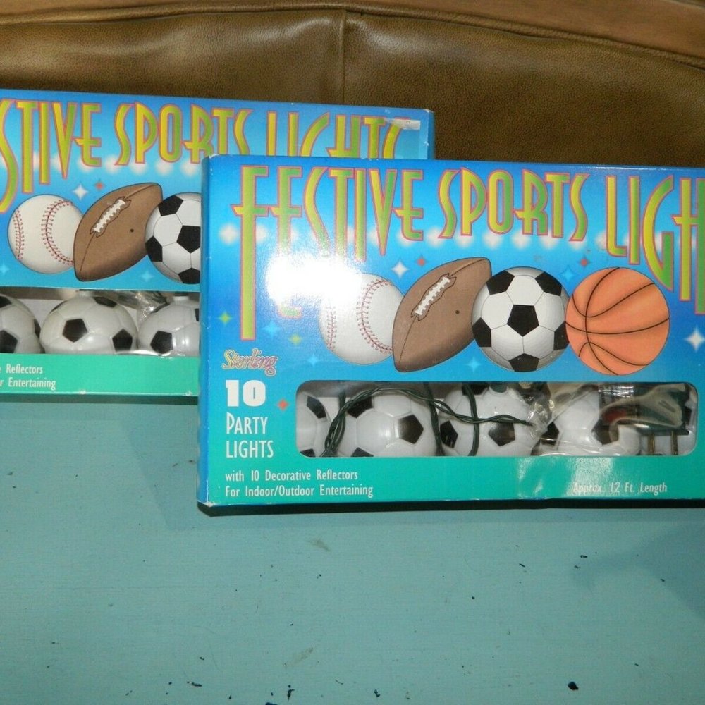 Sterling Soccer Ball Indoor/Outdoor String Party Lights 12 Feet 10 Lights Lot 2
